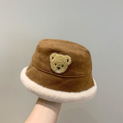 Hat Bear Boys Bucket Thickened Fleece Kids' Headwear