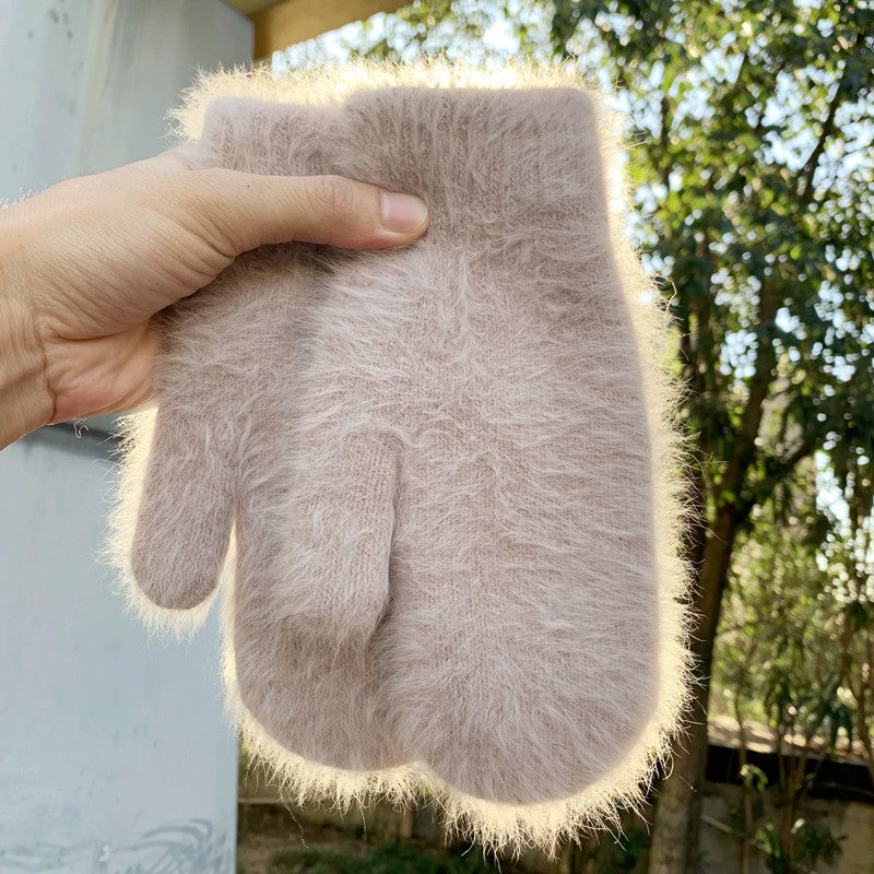 Women's Korean Style Cartoon Cute Angora Wool Gloves