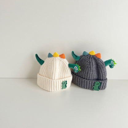 Hat Cartoon Dinosaur Sleeve Knitted Woolen Kids' Headwear