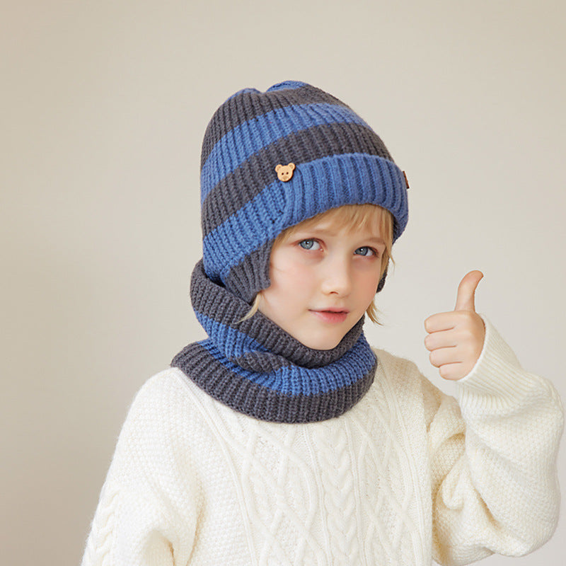 Children's Two-piece Set Winter Outdoor Earflaps Slipover Kids' Headwear