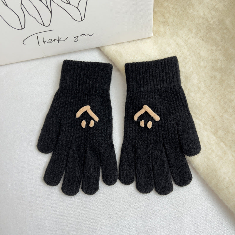 Women's Fashion Smiley Face Korean Style Knitted Gloves