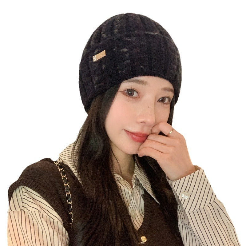 Women's Korean Hat Fashion Color Knitted Woolen Winter Hats & Caps