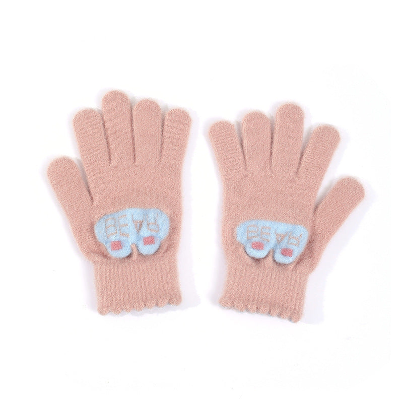 Women's Touch Screen Five-finger Plush Thickened Fleece-lined Gloves