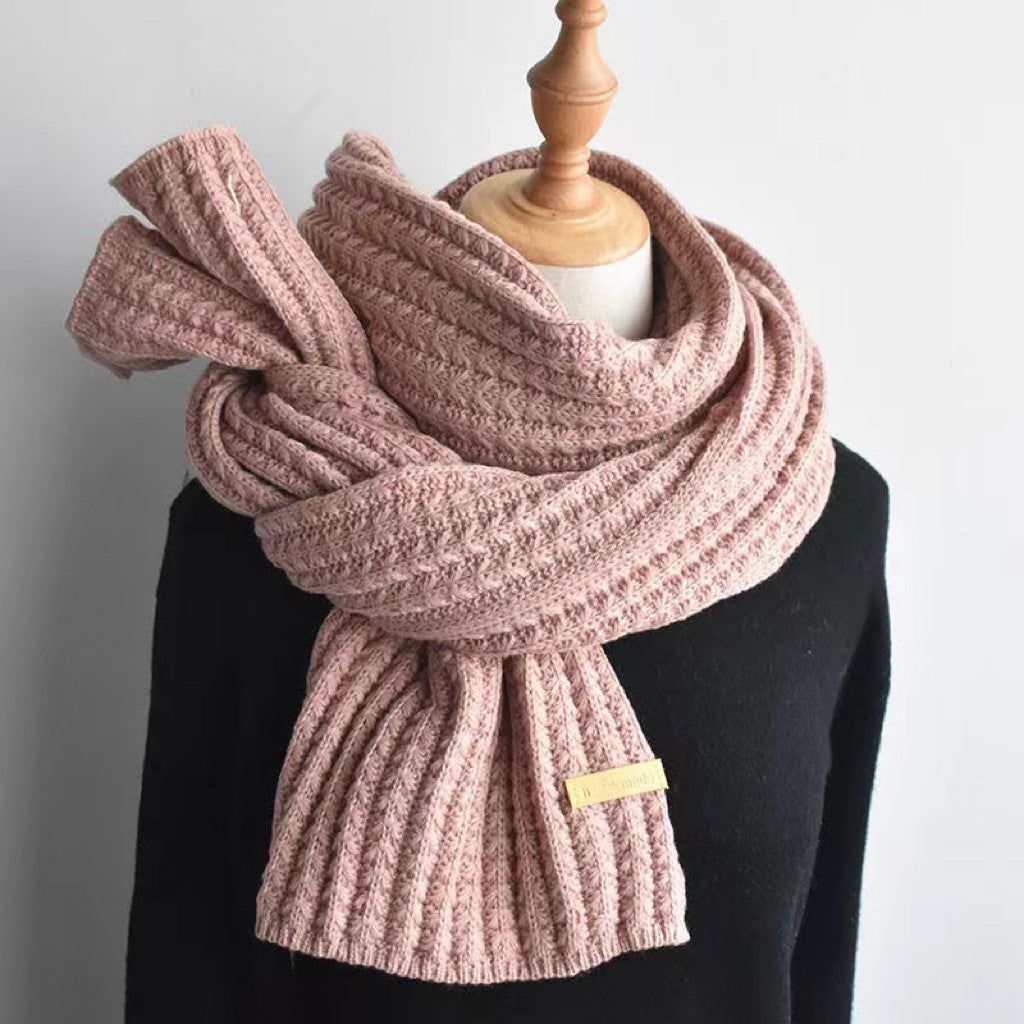 Women's Solid Color Knitted Warm Wool Korean Style Scarfs