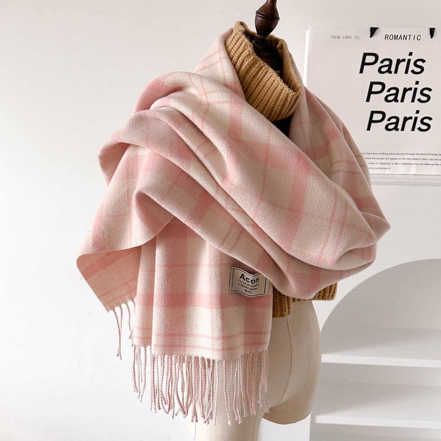 Women's Artificial Cashmere Warm Thick Shawl Plaid Scarfs