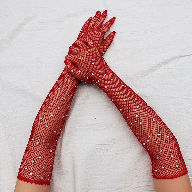 Women's Thin Trendy Spot Drill Hollow Flash Gloves