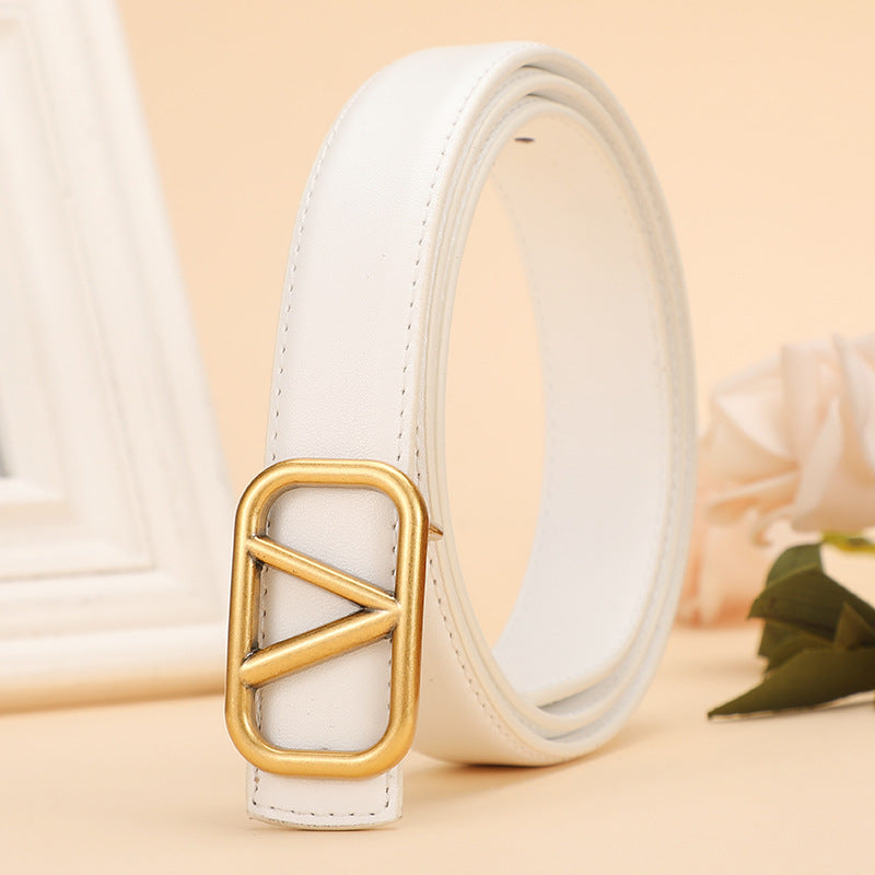 Women's Smooth Buckle Decorative Thin Bronze Live Belts