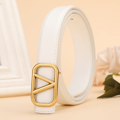 Women's Smooth Buckle Decorative Thin Bronze Live Belts