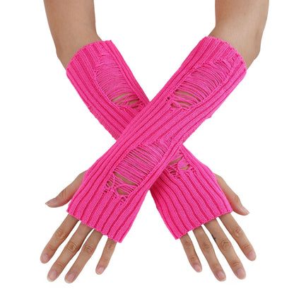 Women's Wool Mid-length Open Finger Warm Fashion Trendy Gloves