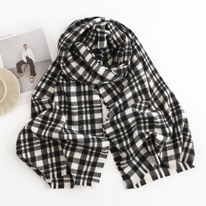 Sweet Color Plaid Winter Chessboard Artificial Cashmere Korean Style Scarfs