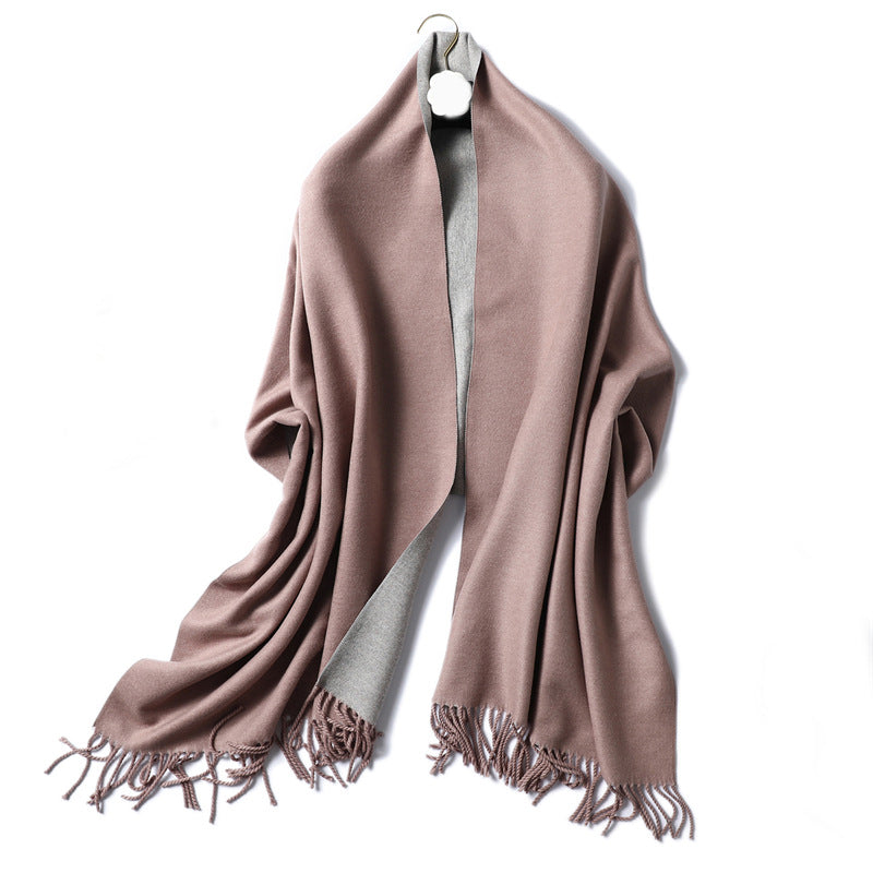 Women's & Men's Cashmere Winter Thickened Warm Double-sided Two-color Scarfs