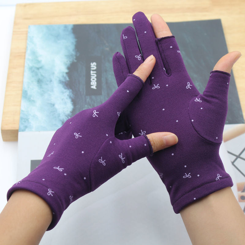 Thermal Half Finger Exposed Two Touch Screen Ladies Writing Gloves