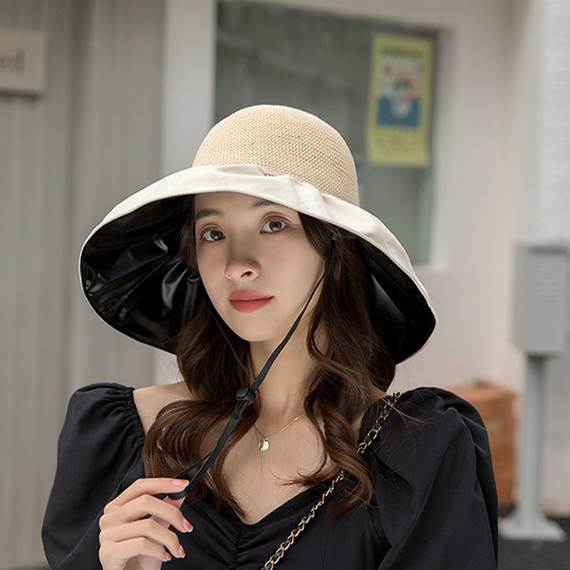 Female Summer Vinyl Buggy Bag Bucket Straw Hats & Caps