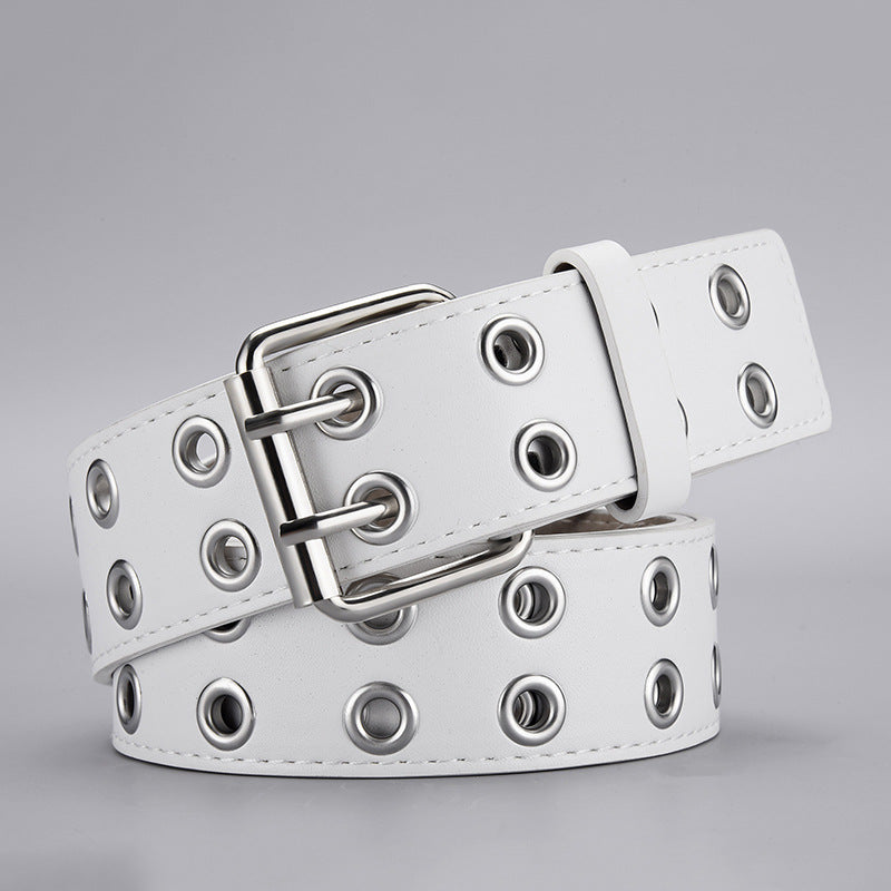 Women's & Men's Double Row Air Hole Pin Buckle Fashion Decorative Belts