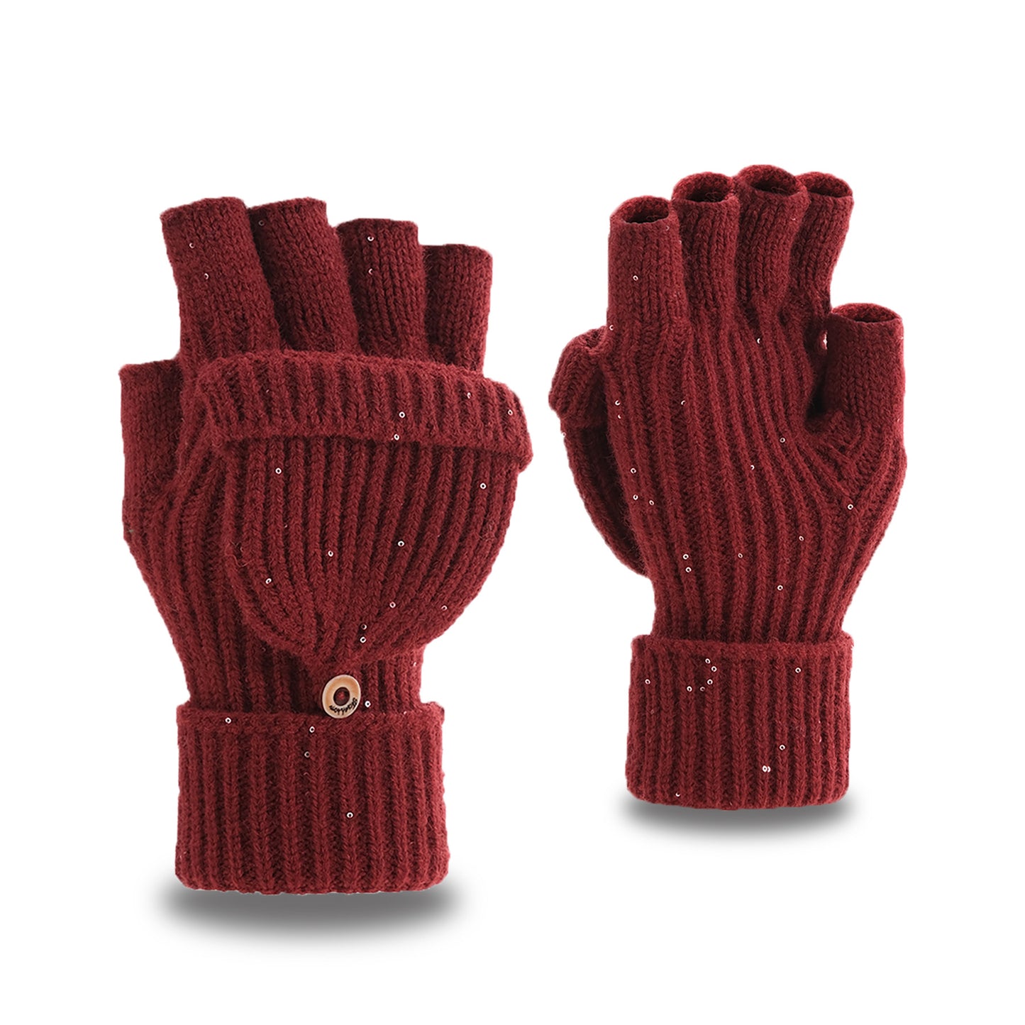 Women's & Men's Winter Half Finger Flip Knitted Thickened Warm Wool Gloves