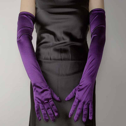 Women's Lengthened Satin Stretch Vintage Dress Bride Gloves