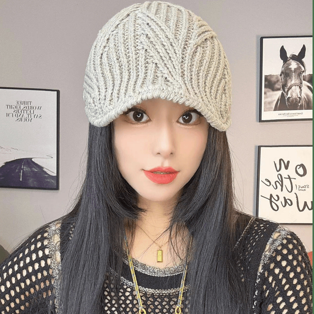 Women's Knitted Loose Fashion Korean Winter Peaked Hats & Caps