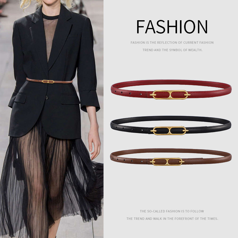 Women's Cowhide Fashionable Suit Dress Decoration Geometric Belts