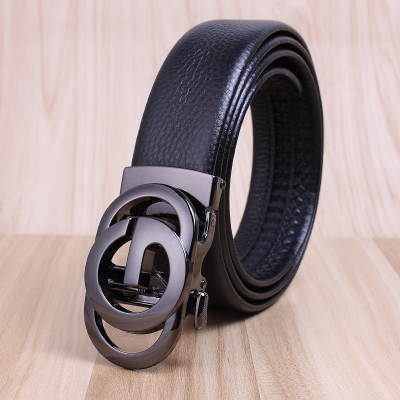 Men's First Layer Cow Leather Automatic Buckle Casual Belts