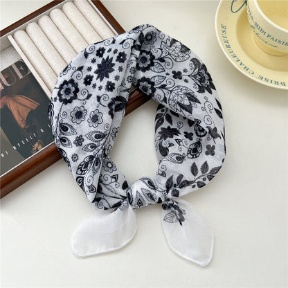 Women's Band Cotton Linen Small Square Towel Scarfs