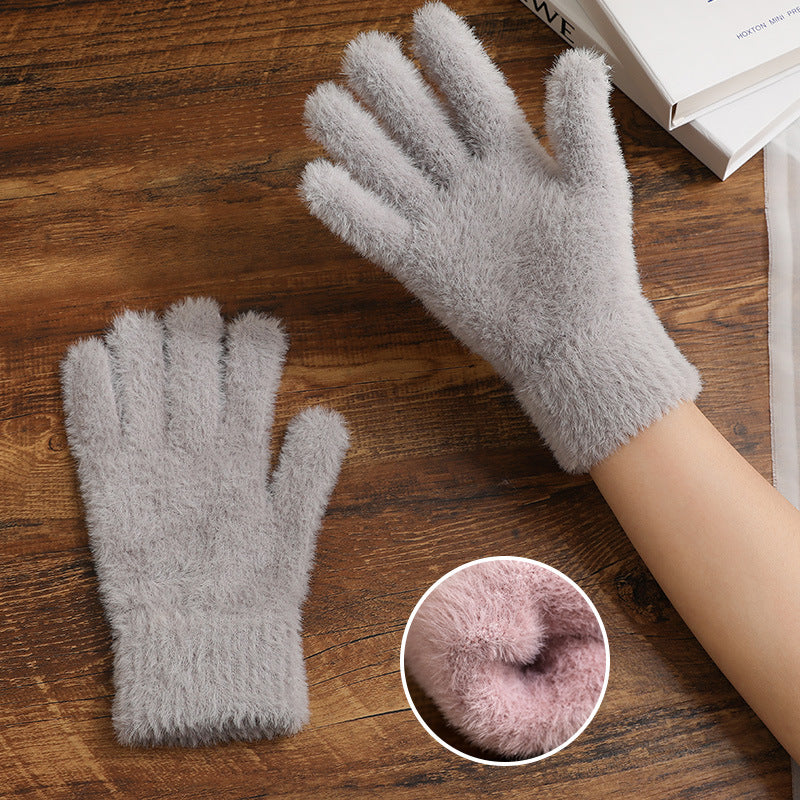 Color Cute Warm Fluffy Soft Glutinous Gloves