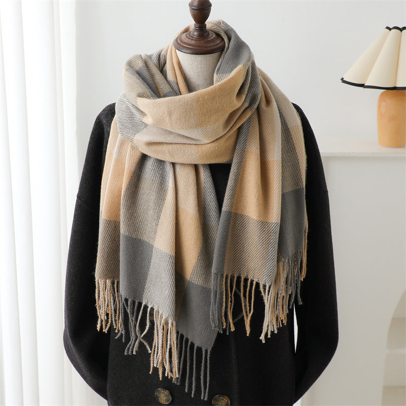 Style Plaid Winter Male Female Thickened Scarfs