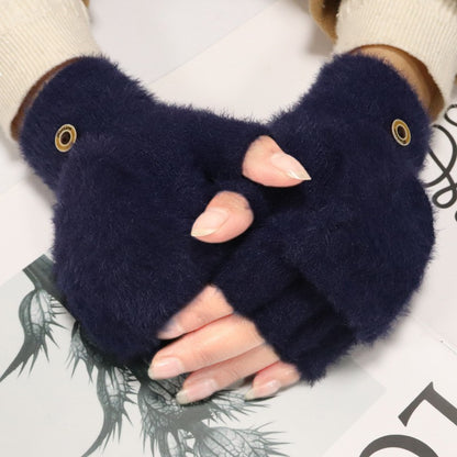 Female Winter Warm Exposed Finger Flip Gloves