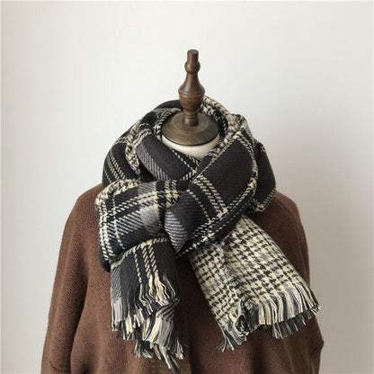 Women's Winter Thick Warm Korean Style Fashionable Plaid Scarfs