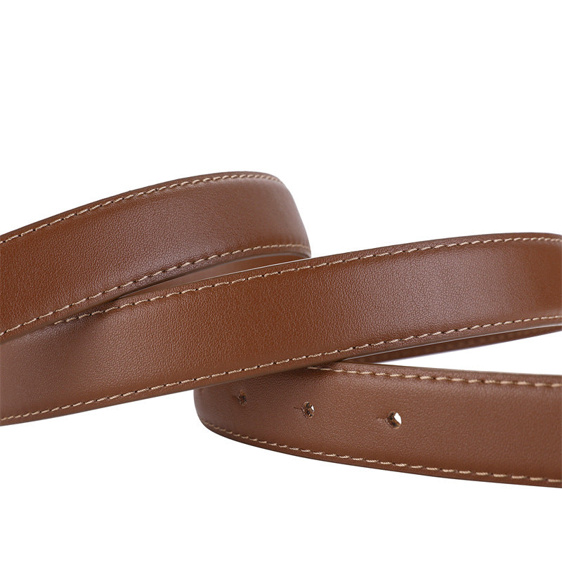 Women's Double Arc Smooth Buckle Genuine Leather Belts