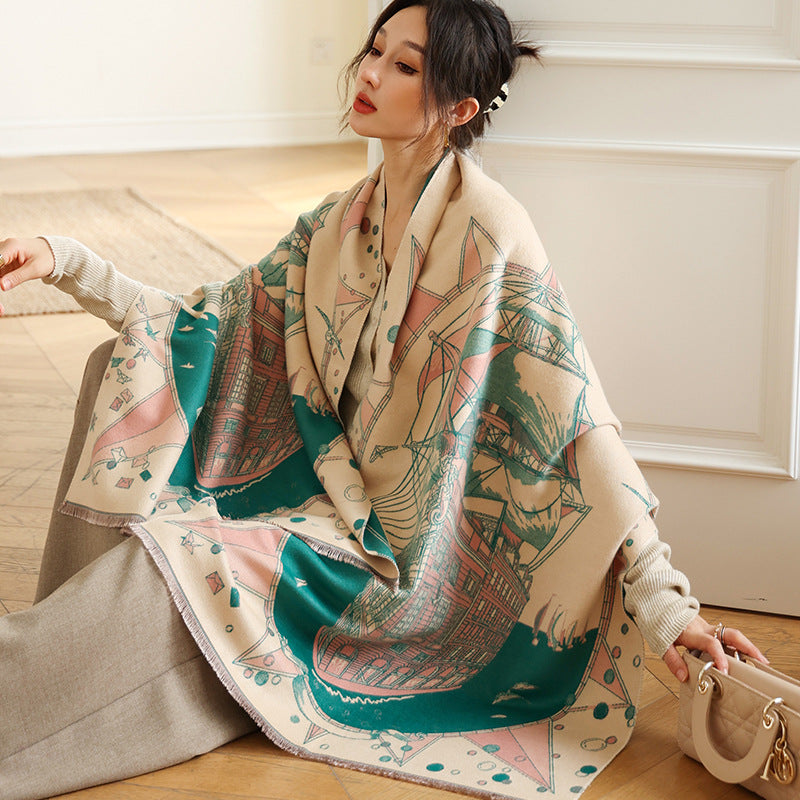 Women's Outer Wear High-grade Shawl Blanket Office Scarfs