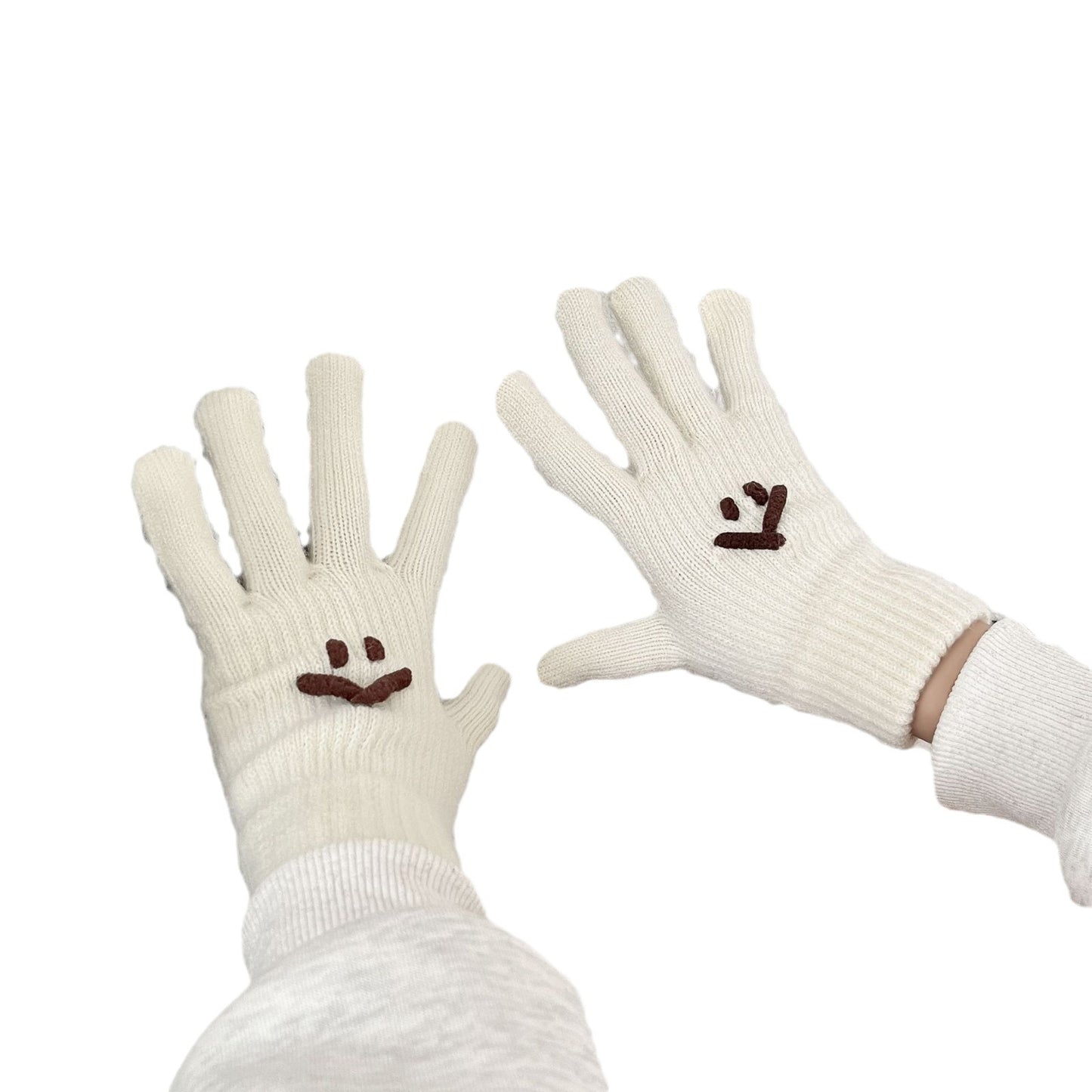 Women's Fashion Smiley Face Korean Style Knitted Gloves