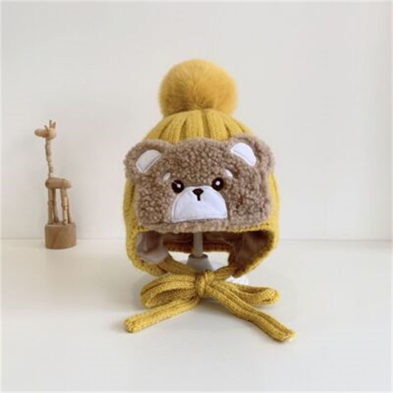 Fur Ball Knitted Earmuffs Bear Double Kids' Headwear