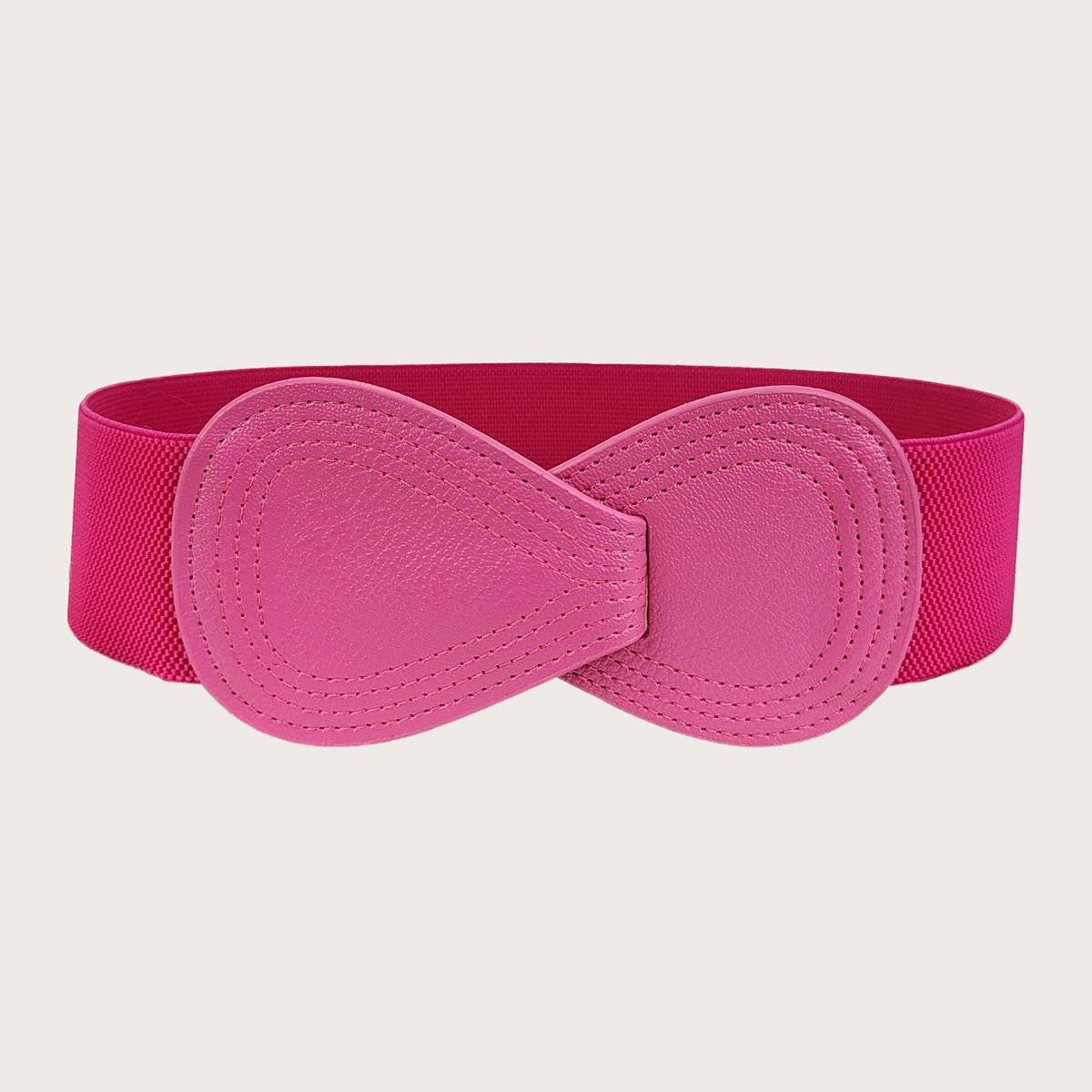 Women's Red Elastic Waist Seal Wide Bow Belts