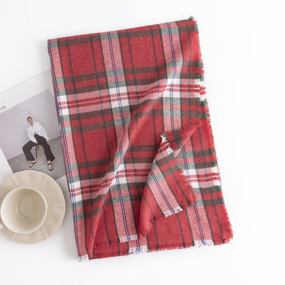 Sweet Color Plaid Winter Chessboard Artificial Cashmere Korean Style Scarfs