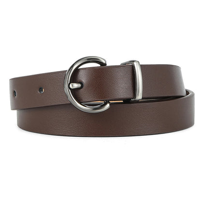 Women's Sier Round Pin Buckle Leather High-grade Versatile Decorative Belts