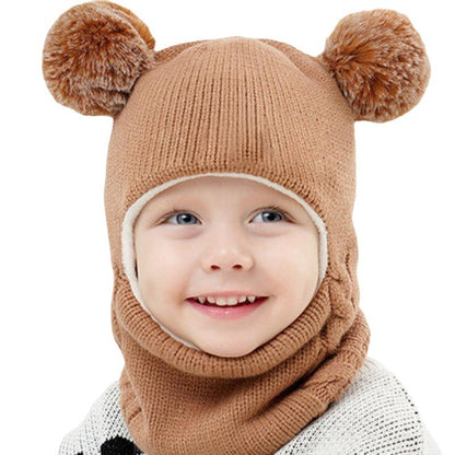 Children's Earflaps Slipover Boys Knitted Wool Hooded Kids' Headwear