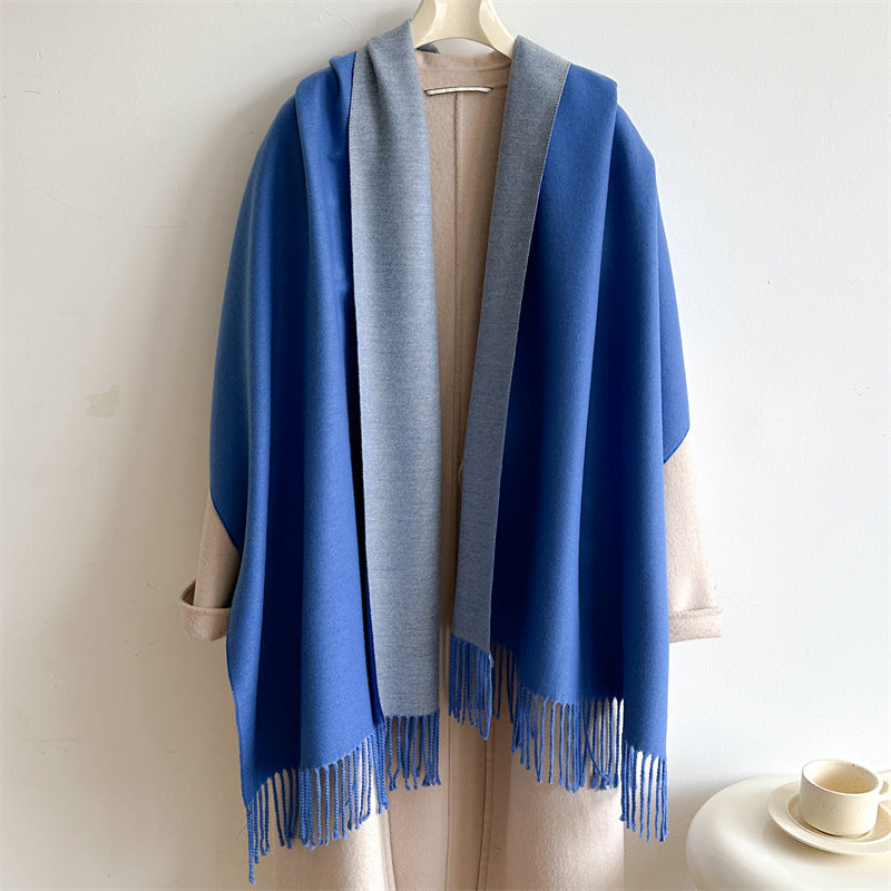 Women's & Men's Cashmere Winter Thickened Warm Double-sided Two-color Scarfs