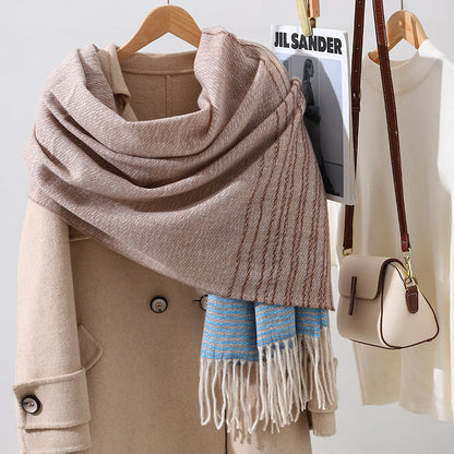 Women's Luxury Fashion Elegant Warm Vintage Stripe High-grade Scarfs