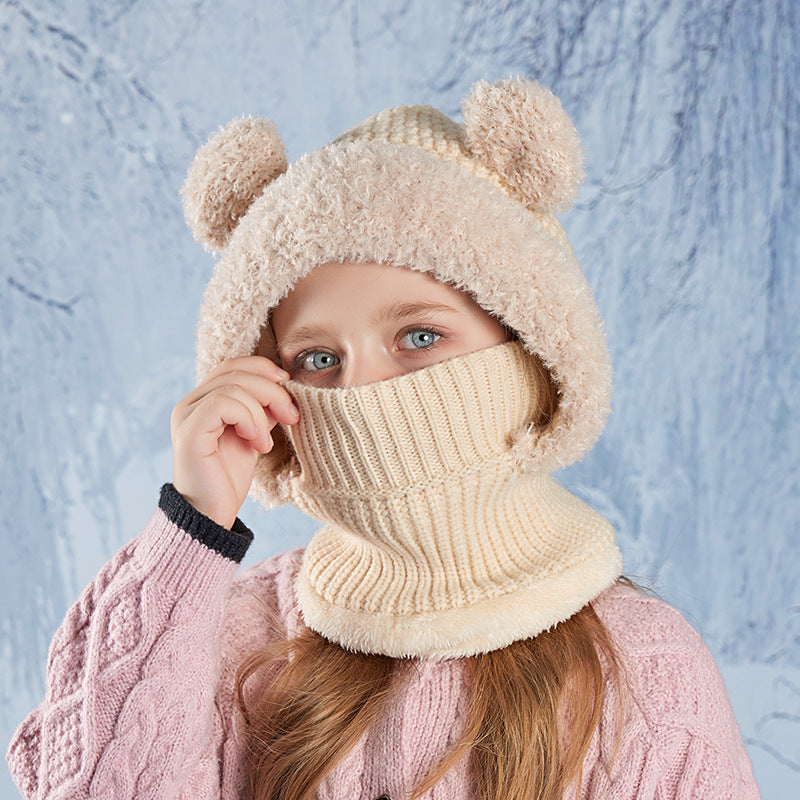 Children's Bear Mask Integrated With Winter Outdoor Kids' Headwear