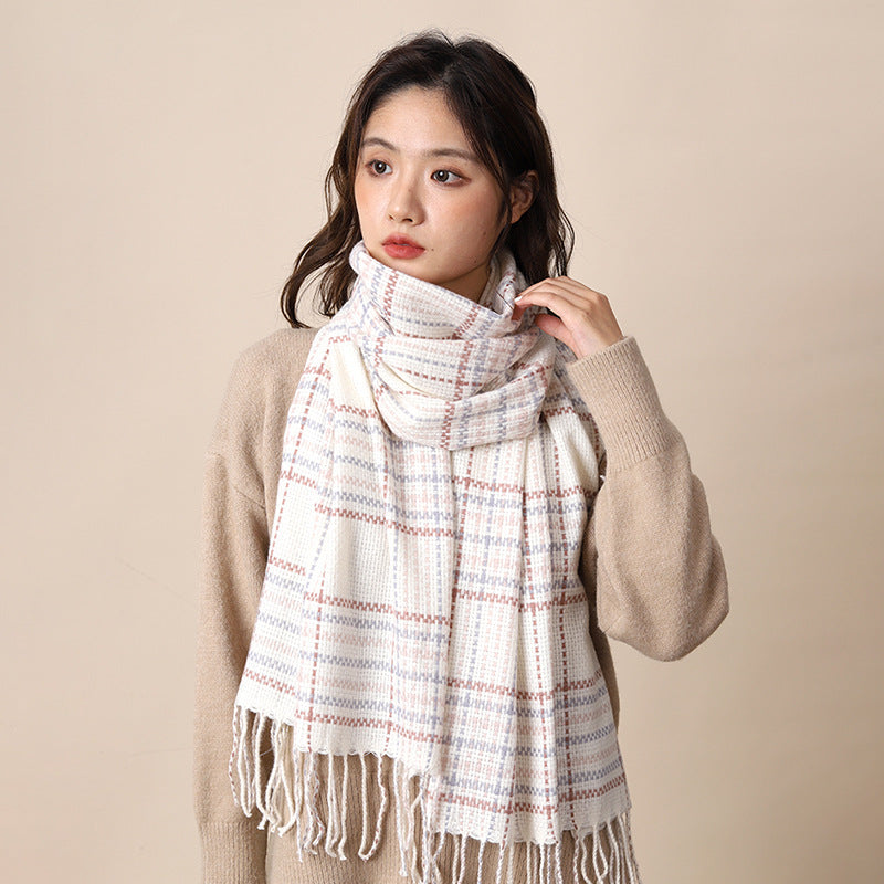 Women's Plaid Korean Thickened British Shawl High-grade Scarfs