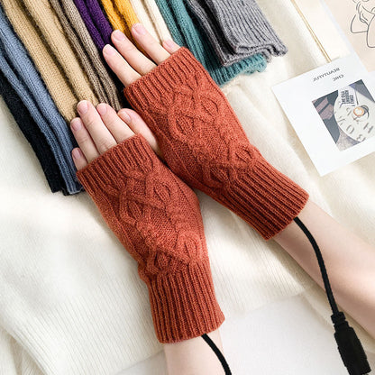 Knitted Half Female Winter Fingerless Finger Gloves