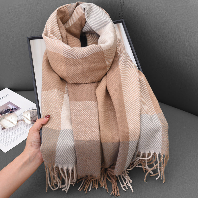 Women's Style Artificial Cashmere Classic Plaid Casual Tassel Scarfs