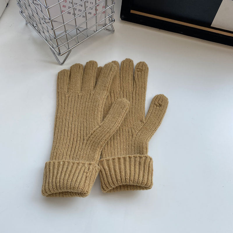 Knitted Five-finger Long Touch Screen Keep Warm Gloves