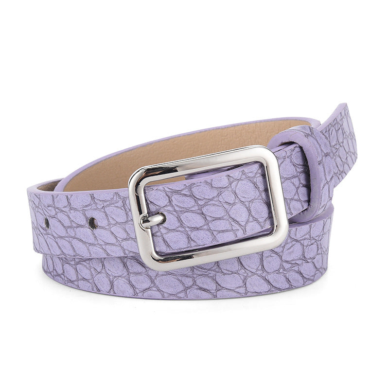 Women's Fashion Candy Color Crocodile Pattern Decoration Belts