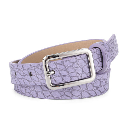 Women's Fashion Candy Color Crocodile Pattern Decoration Belts