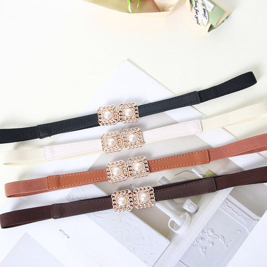 Women's Elastic Black Small Female Ornament Dress Accessories Belts