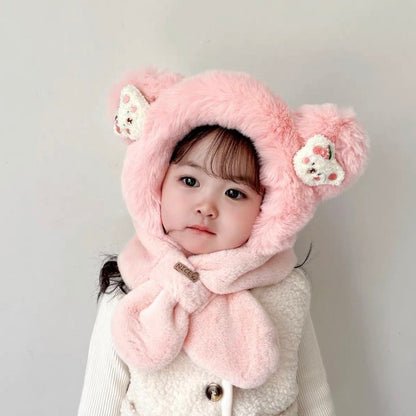 Children's Hooded Suit Fleece-lined Warm Thickened Cold Protection Kids' Headwear