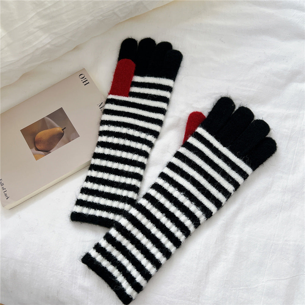 Women's Striped Knitted Korean Thickened Long Warm Scarfs