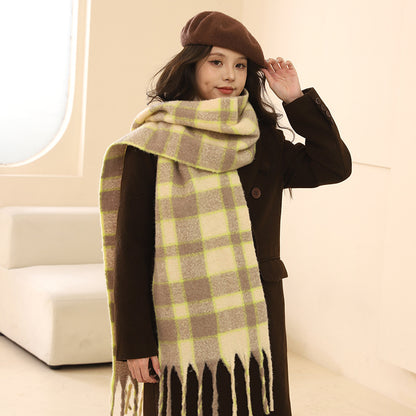 Women's Plaid Korean Thickened British Shawl High-grade Scarfs