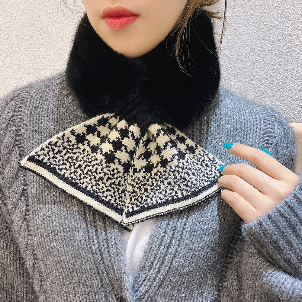 Wool Female Winter Warm Fur Collar Neck Protection Matching Scarfs